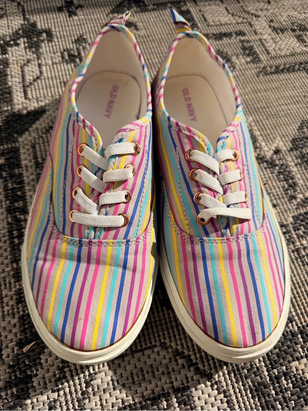 Old Navy Rainbow Stripe Canvas Sneakers - Pink, Yellow, Blue